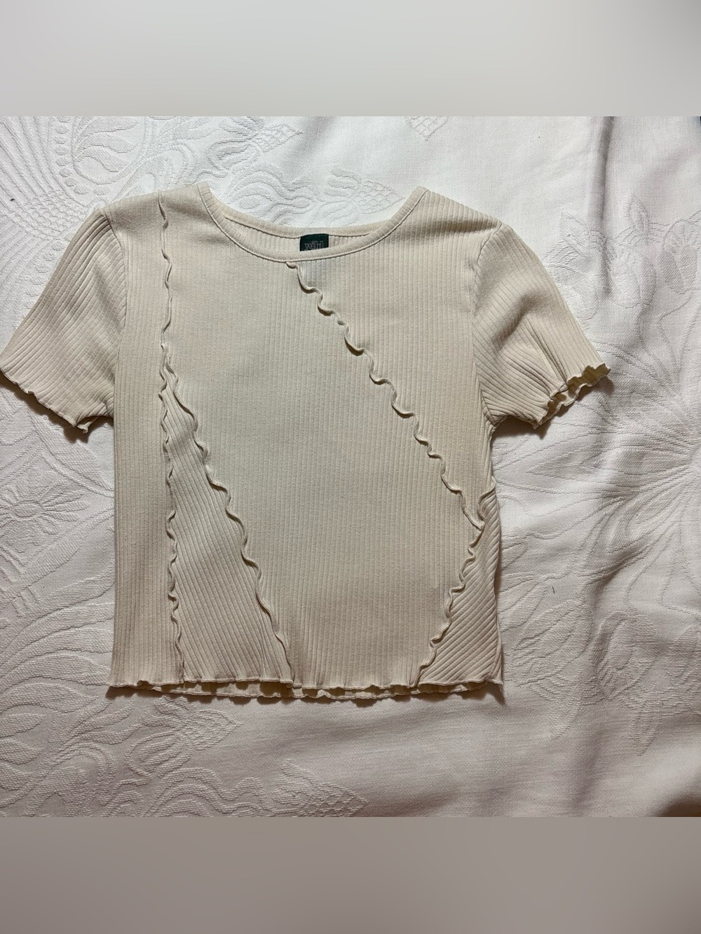 Ribbed Cream Crop Top